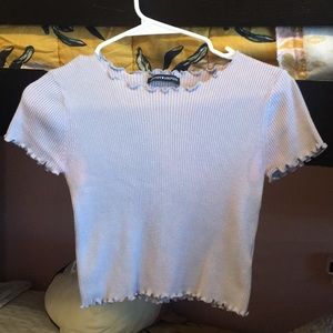 BRANDY MELVILLE🦋lettuce ruffle fitted shirt:)